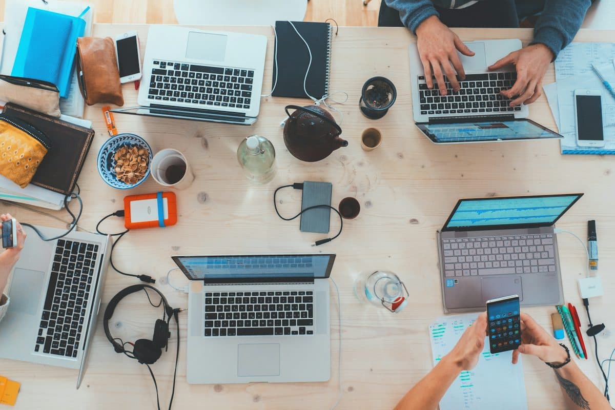 Marketing work at a desk