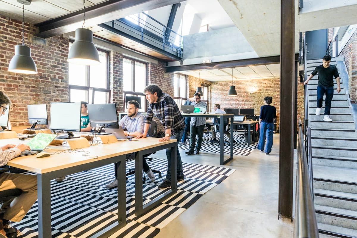 Multi-location business team in a modern office